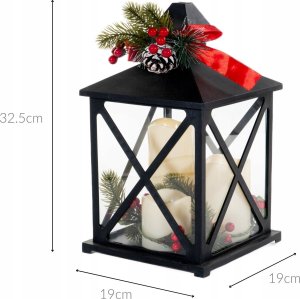 Fééric Lights and Christmas Lampion z trzema świecami i gałązkami, LED 3