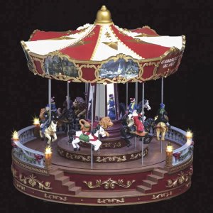 Dekoracja świąteczna Fééric Lights and Christmas Świąteczna karuzela z oświetleniem i muzyką, 31 cm 3