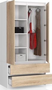 Fabryka Mebli Akord SZAFA S90 2D 2SZ CLP PK BIAŁY / SONOMA 2