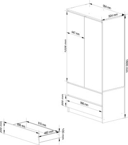 Fabryka Mebli Akord SZAFA S90 2D 2SZ CLP PK BIAŁY / SONOMA 3