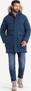 Kurtka męska Ombre Długa ocieplana męska kurtka parka z rozpinanym dołem  granatowa V5 OM-JALJ-0184 XL 2