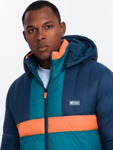 Kurtka męska Ombre Sportowa kolorowa kurtka męska w stylu retro granatowo-pomarańczowa V3 OM-JALP-0175 M 2