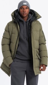 Kurtka męska Ombre Outdoorowa długa męska kurtka parka   oliwkowa V4 OM-JALJ-0201 L 3