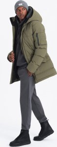Kurtka męska Ombre Outdoorowa długa męska kurtka parka   oliwkowa V4 OM-JALJ-0201 L 4