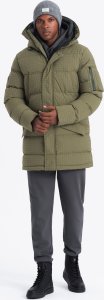 Kurtka męska Ombre Outdoorowa długa męska kurtka parka   oliwkowa V4 OM-JALJ-0201 L 5