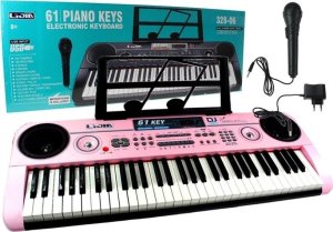 LeanToys Keyboard Organy 328-06 Mikrofon Zasilacz Różowe LEAN Toys 1