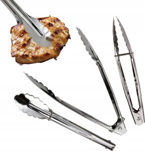 VERGIONIC Zestaw szczypce kuchenne grillowe stalowe 3 szt. różne rozmiary 2