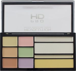 Makeup Revolution Pro HD Prime, Correct & Perfect Palette Paleta korektorów pudrów i rozświetlaczy 9g 1