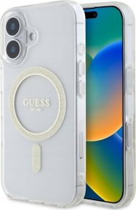 Guess Guess GUHMP16MHFGERET iPhone 16 Plus 6.7" transparent hardcase IML Glitter Circle MagSafe 1