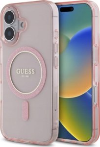 Guess Guess GUHMP16SHFGEREP iPhone 16 6.1" pink/pink hardcase IML Glitter Circle MagSafe 1