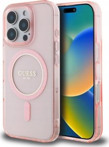 Guess Guess GUHMP16LHFGEREP iPhone 16 Pro 6.3" pink/pink hardcase IML Glitter Circle MagSafe 1