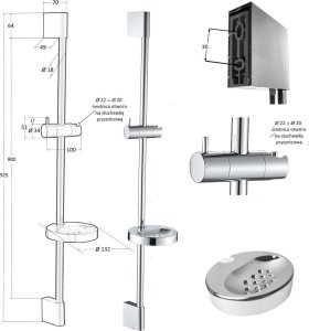 Bateria prysznicowa Sotbe SOTBE MALSELVA bateria prysznicowa + drążek LARK 80 cm 11