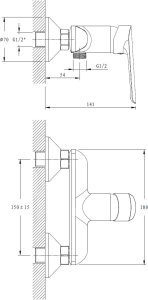 Bateria prysznicowa Sotbe SOTBE MALSELVA bateria prysznicowa + drążek LARK 80 cm 4