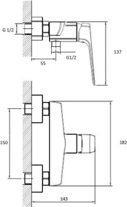 Bateria prysznicowa Sotbe SOTBE TOGA  bateria prysznicowa + DRĄŻEK prysznicowy 80cm 4