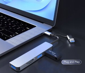 HUB USB Bounn Adapter 5w2 USB/Type-C to USB3.0+USB2.0*2+SD/TF 2