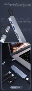 HUB USB Bounn Adapter 5w2 USB/Type-C to USB3.0+USB2.0*2+SD/TF 4