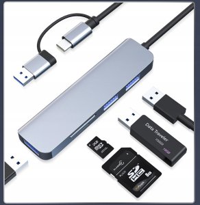 HUB USB Bounn Adapter 5w2 USB/Type-C to USB3.0+USB2.0*2+SD/TF 9