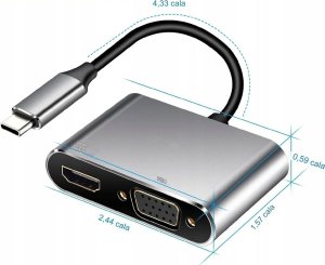 Stacja/replikator Bounn Adapter TYPE C/HDMI 4k 30hz+VGA 10