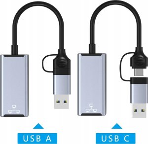 HUB USB Bounn Adapter USB/TYPE C Ethernet 1000Mbps 3