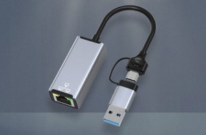 HUB USB Bounn Adapter USB/TYPE C Ethernet 1000Mbps 7