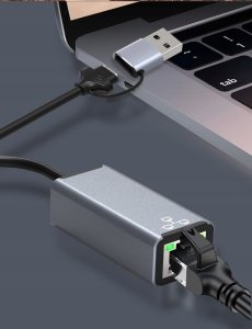 Karta sieciowa Bounn Adapter USB/TYPE C Ethernet 100Mbps 5