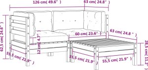 vidaXL Sofa ogrodowa z poduszkami i podnóżkiem, 2-osobowa 12