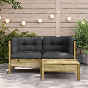 vidaXL Sofa ogrodowa z poduszkami i podnóżkiem, 2-osobowa 3
