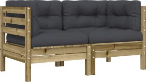 vidaXL Sofa ogrodowa z poduszkami i podnóżkiem, 2-osobowa 6