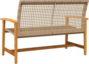 vidaXL Ławka ogrodowa, beżowa, 112 cm, polirattan i drewno akacjowe 6