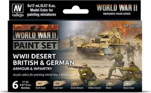 Vallejo Vallejo: 70.208 - Model Color - WWII Desert British & German Armour & Infantry (6 x 18 ml) 1