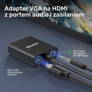 Adapter AV Unitek HDMI - D-Sub (VGA) czarny (V1112ABK01) 11