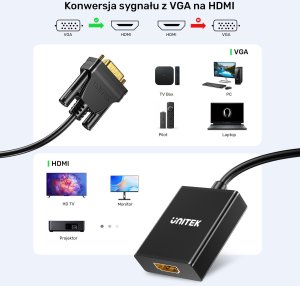 Adapter AV Unitek HDMI - D-Sub (VGA) czarny (V1112ABK01) 12