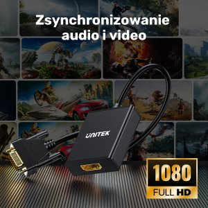 Adapter AV Unitek HDMI - D-Sub (VGA) czarny (V1112ABK01) 10
