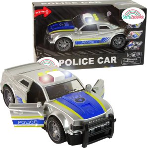 Sferazabawek Auto Policja Światła Dźwięki gumowe koła otwierane drzwi Radiowóz Duże 1:14 1