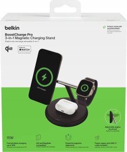 Ładowarka Belkin BOOST CHARGE PRO MagSafe ładowarka indukcyjna 3w1 iPhone Apple Watch i Airpods czarna (WIZ023VFBK) 7