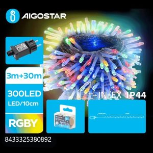 Lampki choinkowe Aigostar  Niskonapięciowe zewnętrzne lampki choinkowe 300led RGBY, 30m+3 Niskonapięciowe zewnętrzne lampki choinkowe 300led RGBY, 30m+3 1