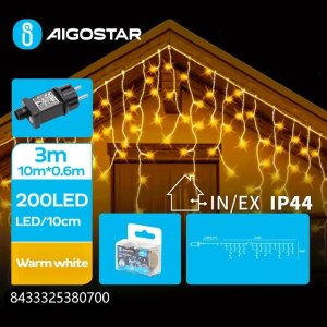 Lampki choinkowe Aigostar  Niskonapięciowa zewnętrzne lampki choinkowe sople 5m Ciepła biel Niskonapięciowa zewnętrzne lampki choinkowe sople 5m Ciepła biel 1