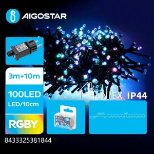 Lampki choinkowe Aigostar  Niskonapięciowe lampki choinkowe 100led z flashem RGBY, 10m+3m Niskonapięciowe lampki choinkowe 100led z flashem RGBY, 10m+3m 1