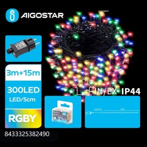 Lampki choinkowe Aigostar  Niskonapięciowe lampki choinkowe 300led multicolor 15m+3m Niskonapięciowe lampki choinkowe 300led multicolor 15m+3m 1