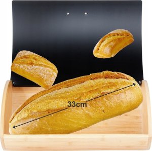 Chlebak Vilde Chlebak Pojemnik na Chleb Metalowy Drewniany Czarny VILDE 35,5x24,5x15,5 cm 7