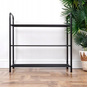Vilde Półka Regał na Buty 3-Poziomowy Metalowy Czarny Solidny VILDE 63x28x60 cm 11