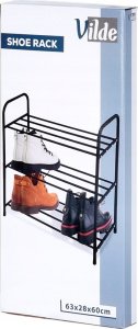 Vilde Półka Regał na Buty 3-Poziomowy Metalowy Czarny Solidny VILDE 63x28x60 cm 12