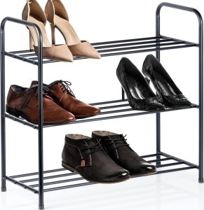 Vilde Półka Regał na Buty 3-Poziomowy Metalowy Czarny Solidny VILDE 63x28x60 cm 2