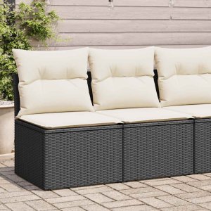 vidaXL vidaXL 4-cz. sofa ogrodowa z poduszkami, czarny rattan PE i akacja 1
