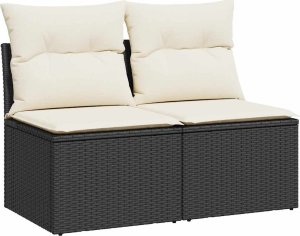 vidaXL vidaXL 4-cz. sofa ogrodowa z poduszkami, czarny rattan PE i akacja 2