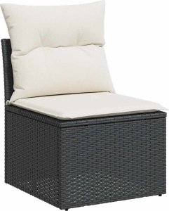 vidaXL vidaXL 4-cz. sofa ogrodowa z poduszkami, czarny rattan PE i akacja 4