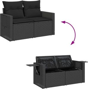 vidaXL 5-cz. zestaw wypoczynkowy do ogrodu, poduszki, czarny rattan PE 9