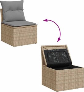 vidaXL vidaXL 4-cz. sofa ogrodowa z poduszkami, beżowy, rattan PE i akacja 5