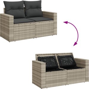 vidaXL vidaXL 8-cz. zestaw mebli ogrodowych, poduszki, jasnoszary polirattan 9