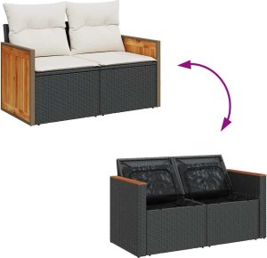 vidaXL vidaXL 5-cz. zestaw wypoczynkowy do ogrodu, poduszki, czarny rattan PE 7